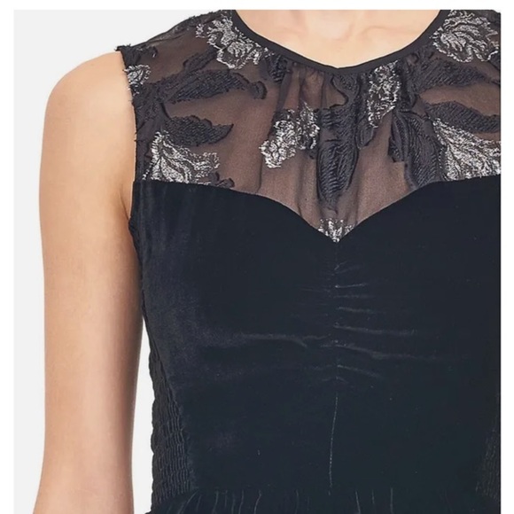 Rebecca Taylor velvet floral organza peplum top size 6 - Picture 3 of 8